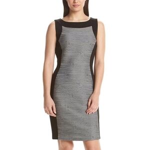 Calvin Klein Sheath Dress Size 10 Black & Grey Textured Panel Career Office NWT